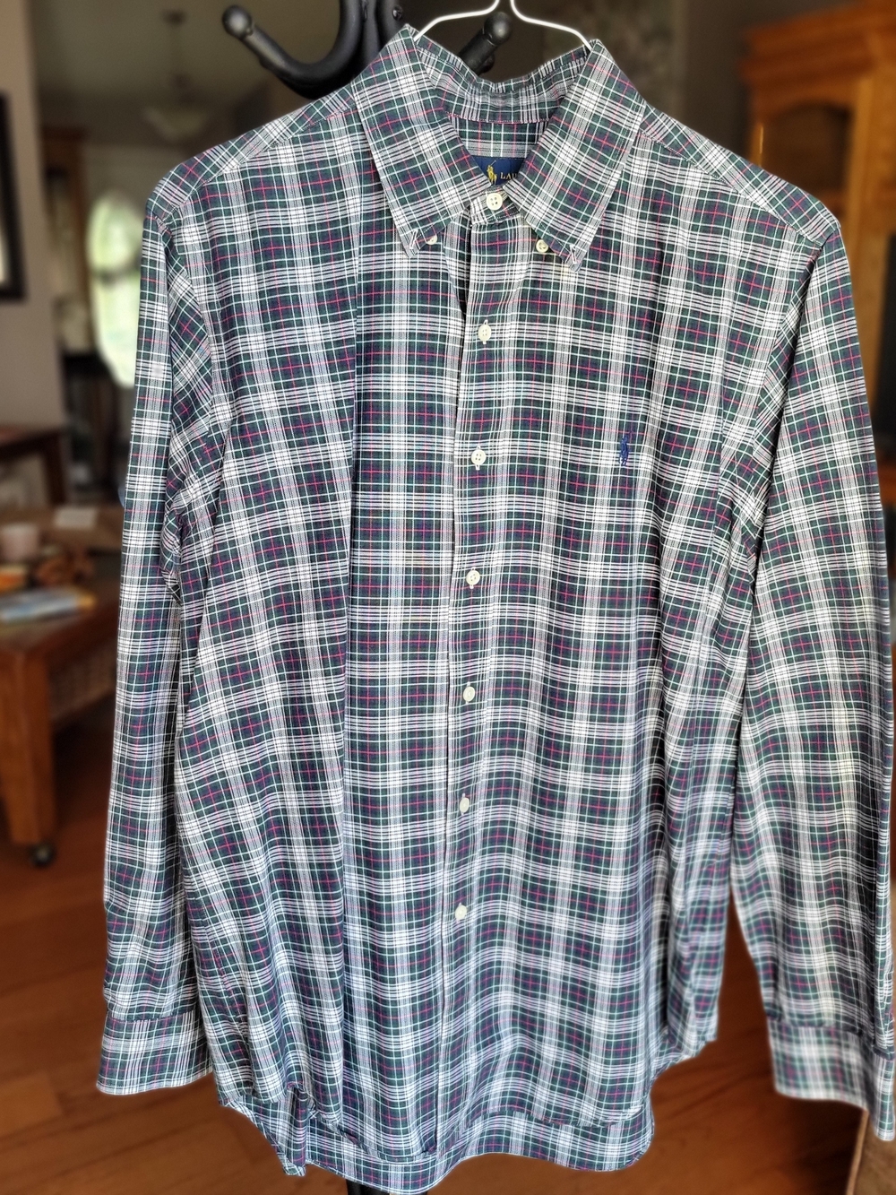 Polo by Ralph Lauren Green White and Red Plaid Button-Down Shirt